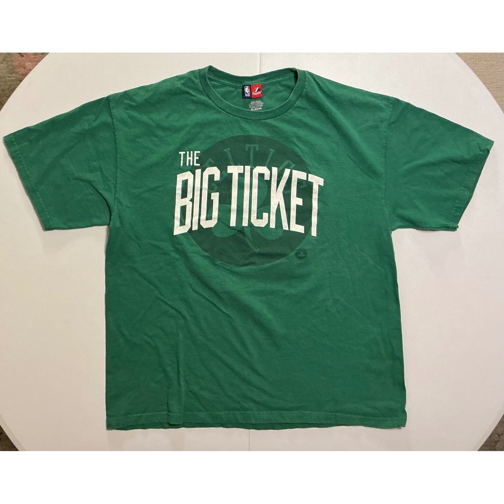 Y2K VTG Majestic Boston Celtics Kevin Garnett Big Ticket T-Shirt Mens XL Green